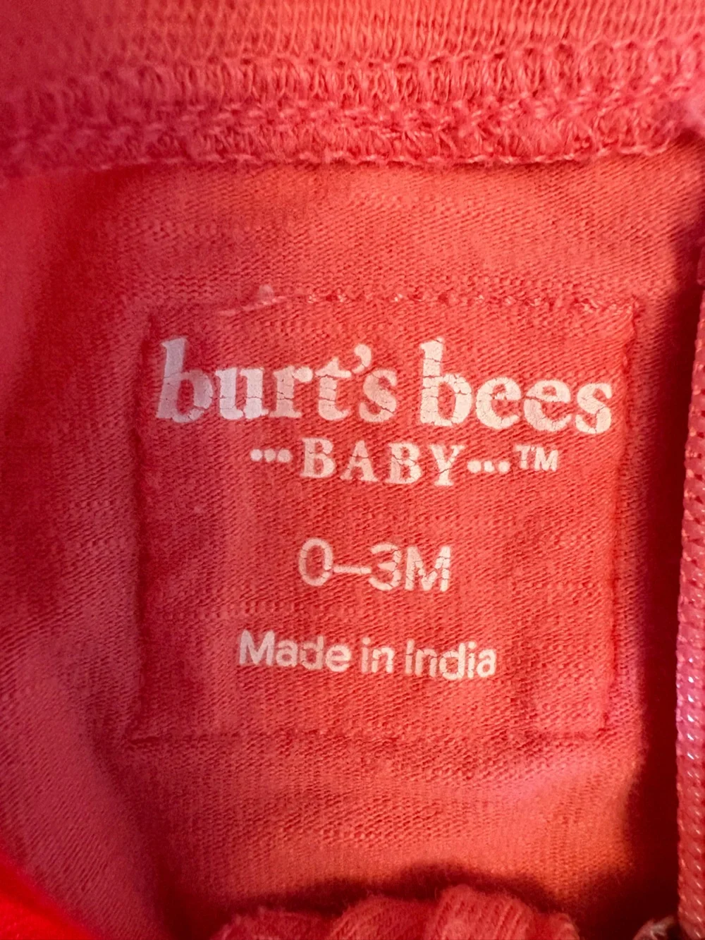 Burt’s Bees Baby Coral Pink Zip-Front Footless Onesie